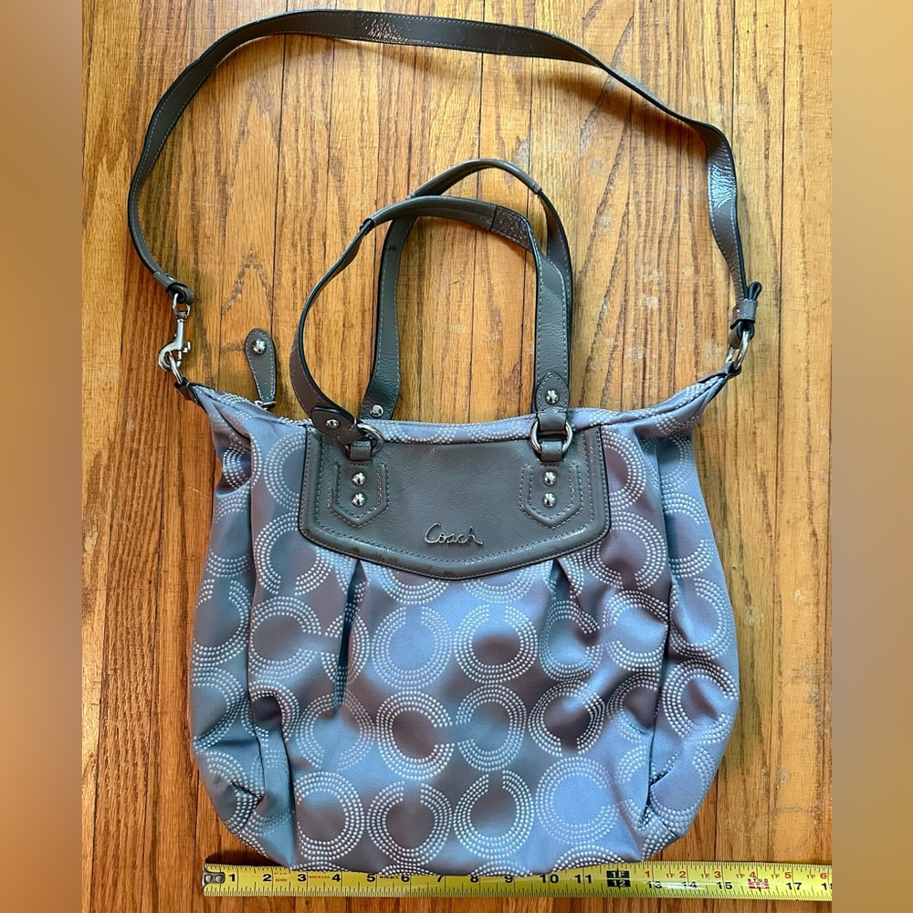 Coach Gray Patterned Tone on Tone Women's Bag Purse Handbag